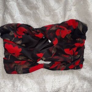 Emory Park Red and Black Floral Top